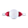Thumbnail Image 2 of Lab-Created Opal & Lab-Created Ruby Sphere Ring Sterling Silver
