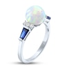Thumbnail Image 1 of Lab-Created Opal, White & Blue Lab-Created Sapphire Ring Sterling Silver