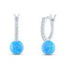 Thumbnail Image 1 of Blue Lab-Created Opal & White Lab-Created Sapphire Sphere Earrings Sterling Silver