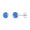 Thumbnail Image 1 of Purple Lab-Created Opal Sphere Earrings Sterling Silver