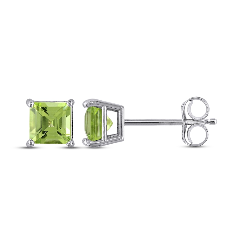 Main Image 1 of Peridot Stud Earrings 14K White Gold