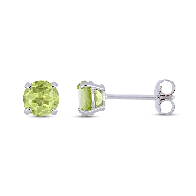 Peridot Stud Earrings 14K White Gold