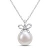 Thumbnail Image 1 of Cultured Pearl & White Lab-Created Sapphire Necklace Sterling Silver 18&quot;