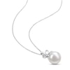 Thumbnail Image 2 of Cultured Pearl & White Lab-Created Sapphire Necklace Sterling Silver 18&quot;