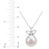 Thumbnail Image 3 of Cultured Pearl & White Lab-Created Sapphire Necklace Sterling Silver 18&quot;