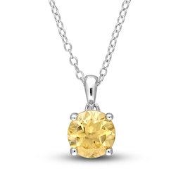 Citrine Necklace Sterling Silver 18&quot;