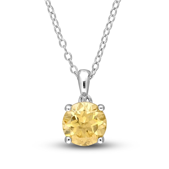 Citrine Necklace Sterling Silver 18"