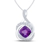 Thumbnail Image 0 of Amethyst & Diamond Necklace 1/6 ct tw Round-cut Sterling Silver 18"