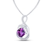 Thumbnail Image 1 of Amethyst & Diamond Necklace 1/6 ct tw Round-cut Sterling Silver 18"