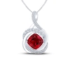 Thumbnail Image 1 of Lab-Created Ruby & Diamond Necklace 1/6 ct tw Round-cut Sterling Silver 18&quot;