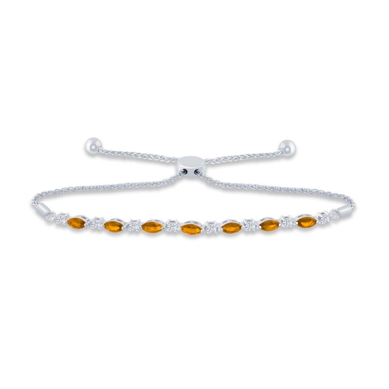 Main Image 1 of Citrine & Diamond Bolo Bracelet Sterling Silver 9.5&quot;