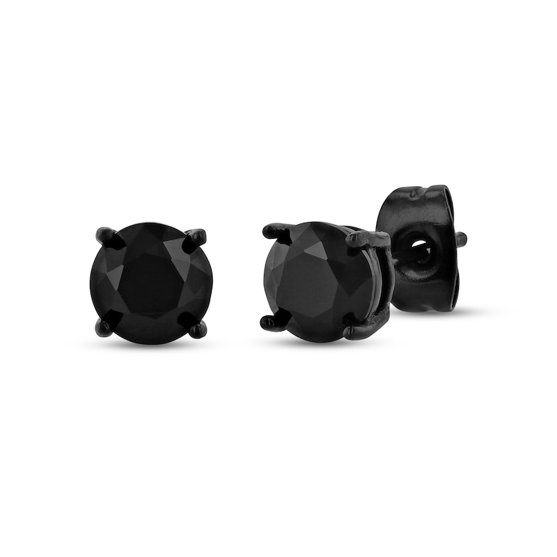  Immobird Black Stud Earrings for with Black Spinel