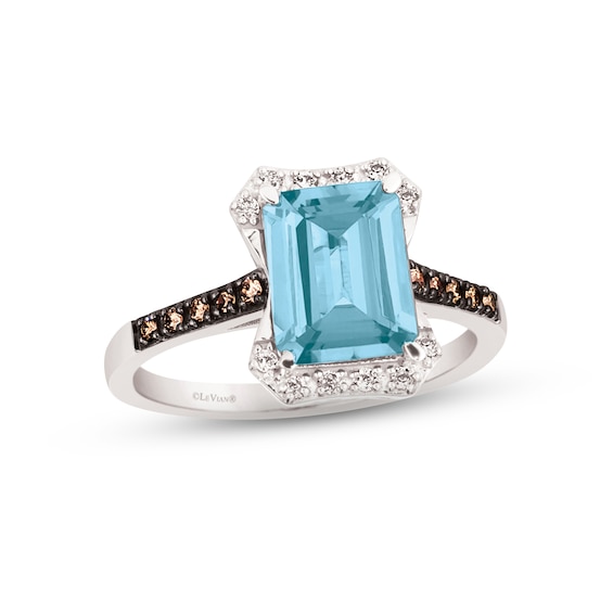 Le Vian Aquamarine Ring 1/6 ct tw Diamonds 14K Vanilla Gold