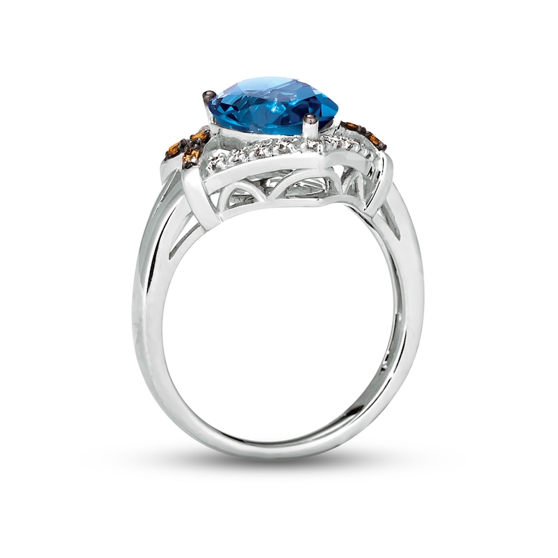 Main Image 3 of Le Vian Blue Topaz Ring 1/5 ct tw Diamonds 14K Vanilla Gold