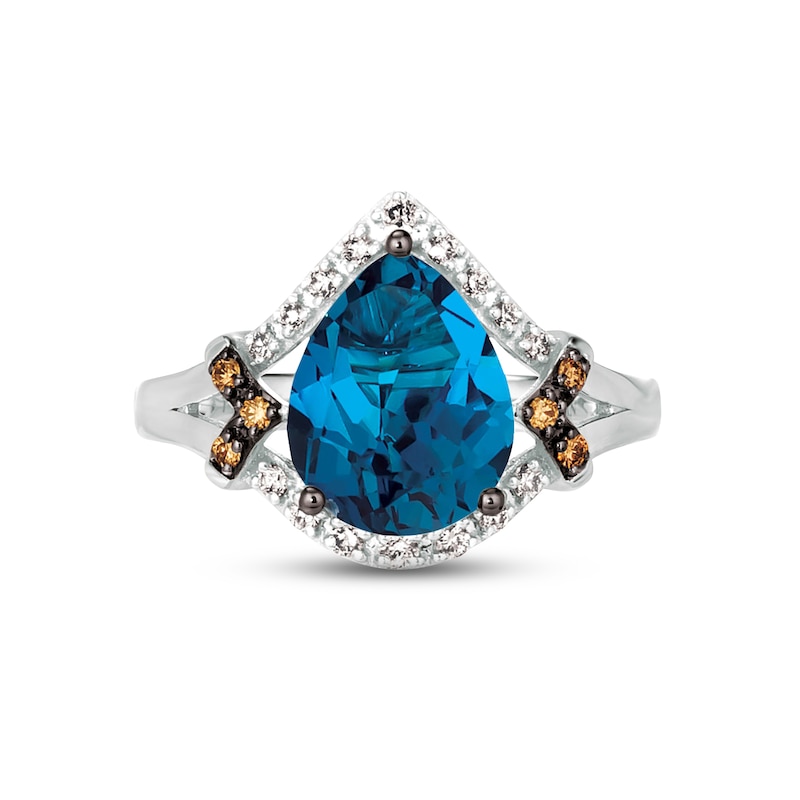 Main Image 4 of Le Vian Blue Topaz Ring 1/5 ct tw Diamonds 14K Vanilla Gold