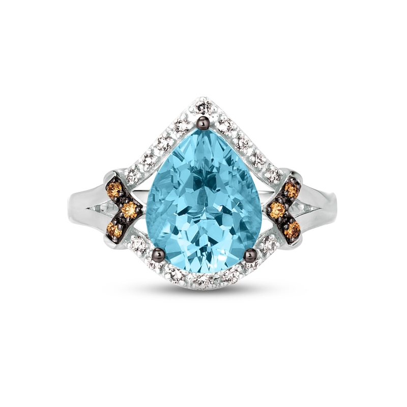 Main Image 4 of Le Vian Blue Topaz Ring 1/5 ct tw Diamonds 14K Vanilla Gold