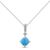 Thumbnail Image 1 of Turquoise & White Zircon Necklace Sterling Silver 18&quot;