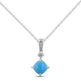 Turquoise & White Zircon Necklace Sterling Silver 18&quot;