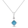 Thumbnail Image 3 of Turquoise & White Zircon Necklace Sterling Silver 18&quot;