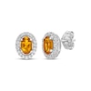 Thumbnail Image 1 of Oval-Cut Citrine & White Lab-Created Sapphire Halo Stud Earrings Sterling Silver