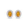 Thumbnail Image 2 of Oval-Cut Citrine & White Lab-Created Sapphire Halo Stud Earrings Sterling Silver