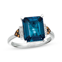 Le Vian Blue Topaz Ring with Diamonds 14K Vanilla Gold