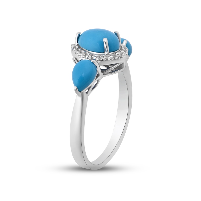 Turquoise & White Zircon Ring Sterling Silver
