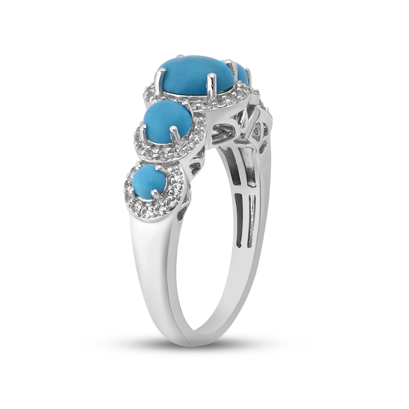 Main Image 2 of Turquoise & White Zircon Ring Sterling Silver