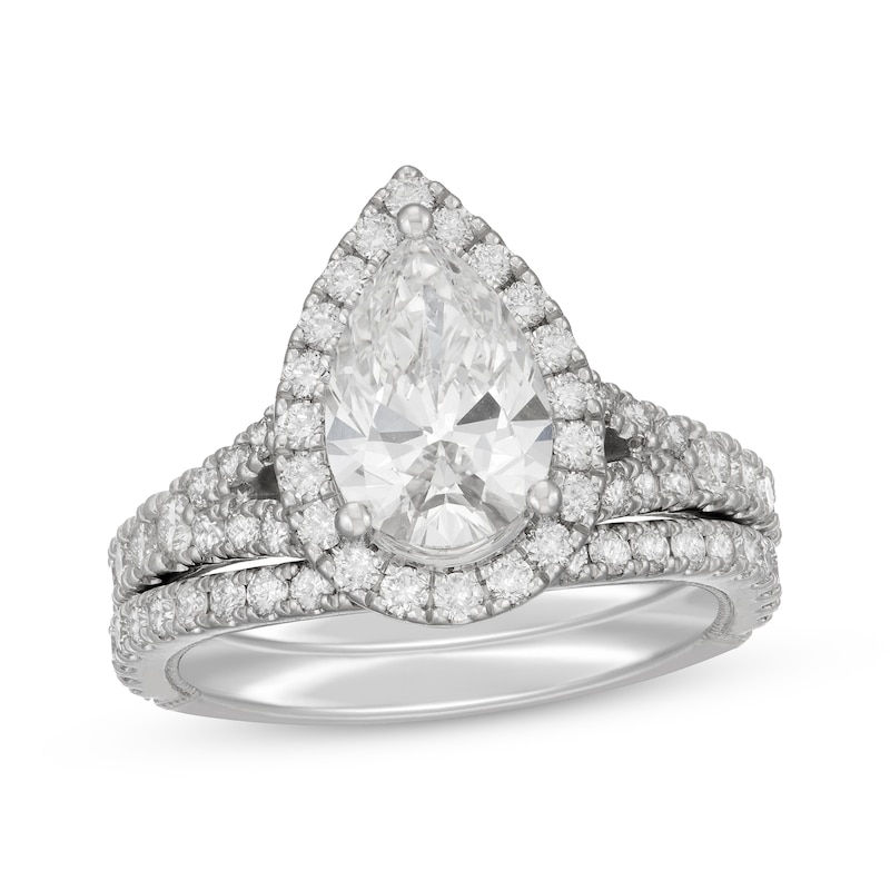 Neil Lane Artistry Pear-Shaped Lab-Created Diamond Halo Bridal Set 3-1/4 ct tw 14K White Gold