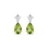 Thumbnail Image 2 of Pear-Shaped Peridot & White Lab-Created Sapphire Dangle Earrings Sterling Silver