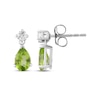 Thumbnail Image 3 of Pear-Shaped Peridot & White Lab-Created Sapphire Dangle Earrings Sterling Silver