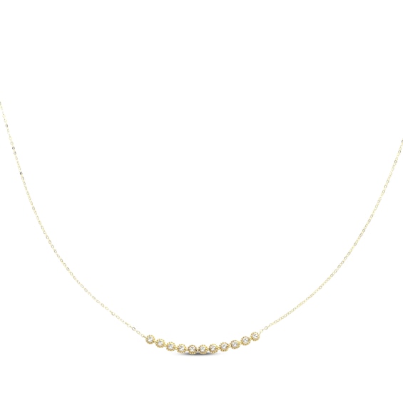 Diamond-Cut Sunburst Smile Necklace 14K Yellow Gold 18"
