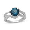 Thumbnail Image 0 of Round-Cut London Blue Topaz & White Lab-Created Sapphire Swirl Ring Sterling Silver