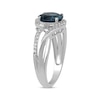 Thumbnail Image 1 of Round-Cut London Blue Topaz & White Lab-Created Sapphire Swirl Ring Sterling Silver