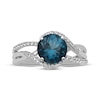 Thumbnail Image 2 of Round-Cut London Blue Topaz & White Lab-Created Sapphire Swirl Ring Sterling Silver