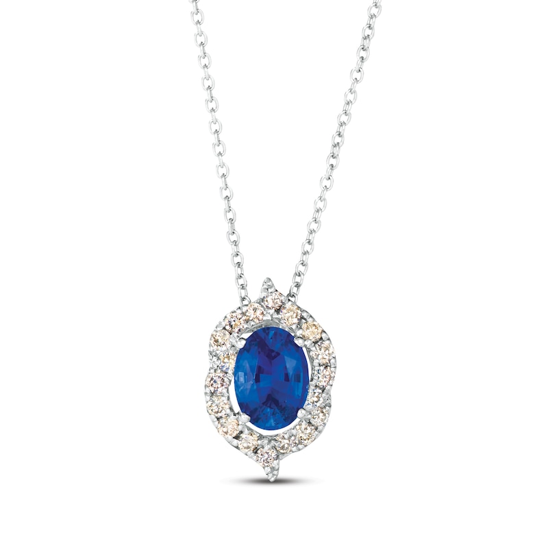 Le Vian Oval-Cut  Sapphire Necklace 1/3 ct tw Diamonds 14K Vanilla Gold 18"