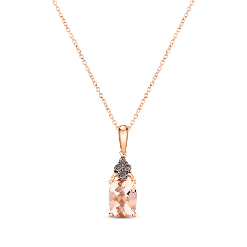 Main Image 1 of Le Vian Cushion-Cut Morganite Necklace 1/15 ct tw Diamonds 14K Strawberry Gold 20&quot;