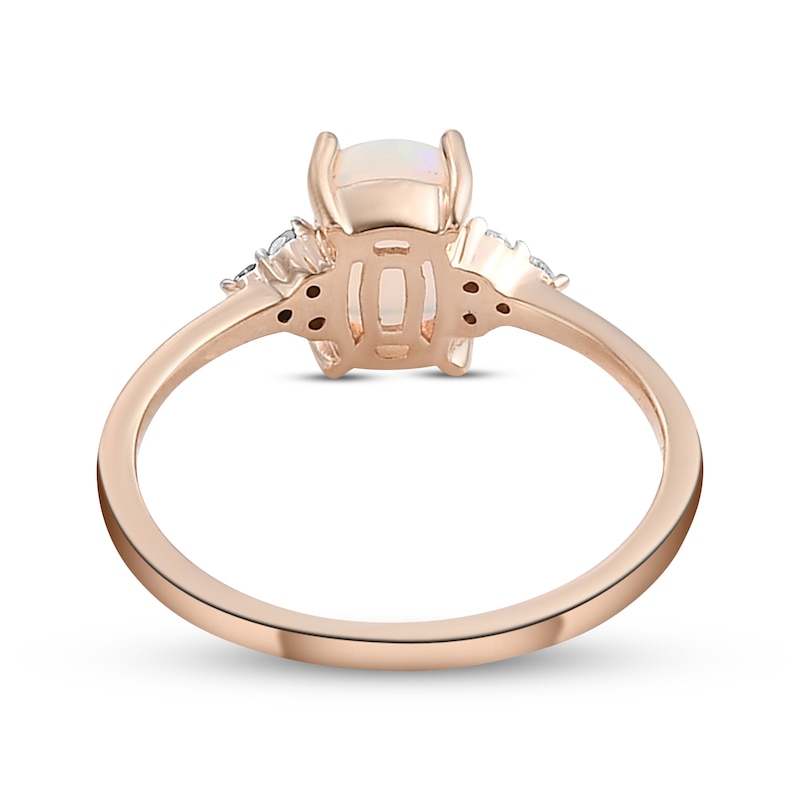 Cushion-Cut Opal & Diamond Ring 1/10 ct tw 10K Rose Gold