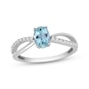 Thumbnail Image 1 of Oval-Cut Aquamarine & White Topaz Ring Sterling Silver