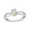 Thumbnail Image 1 of Oval-Cut Lab-Created Opal & White Topaz Ring Sterling Silver