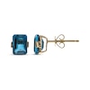 Thumbnail Image 1 of Emerald-Cut London Blue Topaz Stud Earrings 10K Yellow Gold