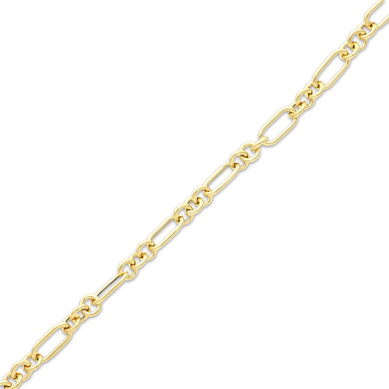 Three & One Hollow Link Figaro Bracelet 4.5mm 10K Yellow Gold 7.5 ...
