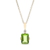Thumbnail Image 0 of Emerald-Cut Peridot & Diamond Necklace 10K Yellow Gold 18”
