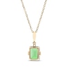 Thumbnail Image 1 of Emerald-Cut Peridot & Diamond Necklace 10K Yellow Gold 18”