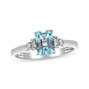 Thumbnail Image 1 of Emerald-Cut Aquamarine & Diamond Ring 1/8 ct tw 14K White Gold