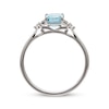 Thumbnail Image 2 of Emerald-Cut Aquamarine & Diamond Ring 1/8 ct tw 14K White Gold