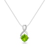 Thumbnail Image 1 of Cushion-Cut Peridot & White Topaz Necklace Sterling Silver 18&quot;