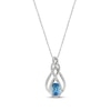 Thumbnail Image 1 of Oval-Cut Swiss Blue Topaz & White Lab-Created Sapphire Necklace Sterling Silver 18&quot;