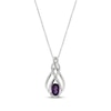 Thumbnail Image 1 of Oval-Cut Amethyst & White Lab-Created Sapphire Necklace Sterling Silver 18&quot;