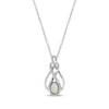 Thumbnail Image 1 of Oval-Cut Lab-Created Opal & White Lab-Created Sapphire Necklace Sterling Silver 18&quot;